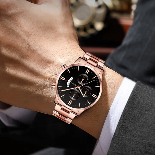 Reloj de cuarzo de moda para hombre, diseño calado, caja de aleación, correa de cuero, reloj de pulsera informal de negocios, reloj de aleación.
