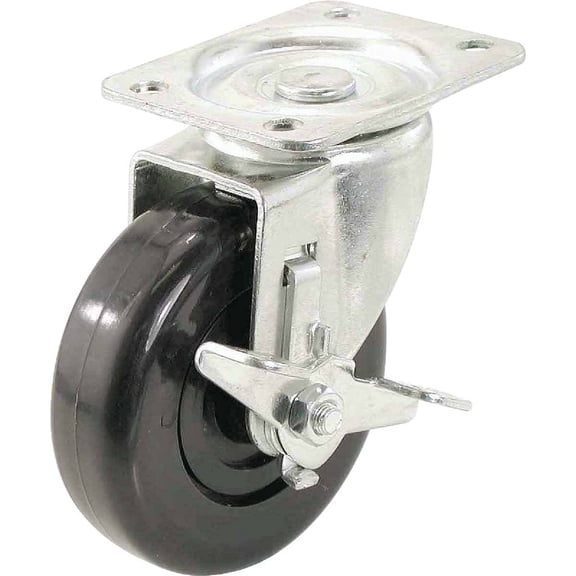 Shepherd Hardware 3116 4 Inch Polypropylene Wheel Swivel Plate Caster with Brake, 250 lb.
