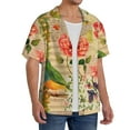 thumbnail image 4 of Balery Vintage Bird Men's Casual Button Down Shirt Short Sleeve Textured Summer Cuban Beach Shirts-Medium, 4 of 7