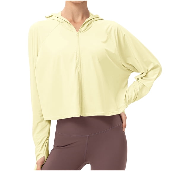 AherBiu Sunproof Jackets for Women Zip up Hooded Lightweight Summer Outdoor Activity Cover Ups Tops