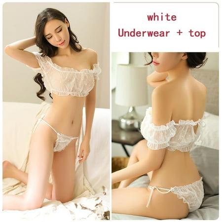 

AURIGATE Sexy Lingerie for Women Transparent Bra Suit One Shoulder Pajamas Sexy Three Point Suit Clearance