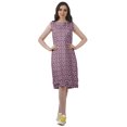 thumbnail image 3 of Moomaya Knee Length Summer Dresses Printed Back Slit Boat Neck Shift Dress, 3 of 4