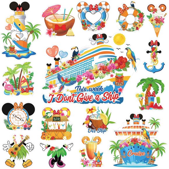 RiVolTa Mouse Hawaii Cruise Magnets - 16 Pcs Large Cruise Door Decorations Magnetic This Week I Don‘t Give a Ship Funny Anchor Stickers for Cabin Refrigerator Car Summer Holiday Carnival Party Decor