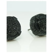MENS XL DESIGNER BLACK 3D PAVE DIAMOND EARRINGS 12MM
