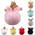 thumbnail image 2 of Xinyolin Cute Faux Fur Rabbit Ear Soft Pom Pom Ball Key Ring Chain Keychain Bag Decor, 2 of 8