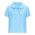 thumbnail image 4 of Htigea Women's Plus Size Cotton Linen T-Shirts Summer Collared Short Sleeve Tops Cute Tee Casual Loose Fit Shirts for Daily Vacation Light Blue XXXL, 4 of 6