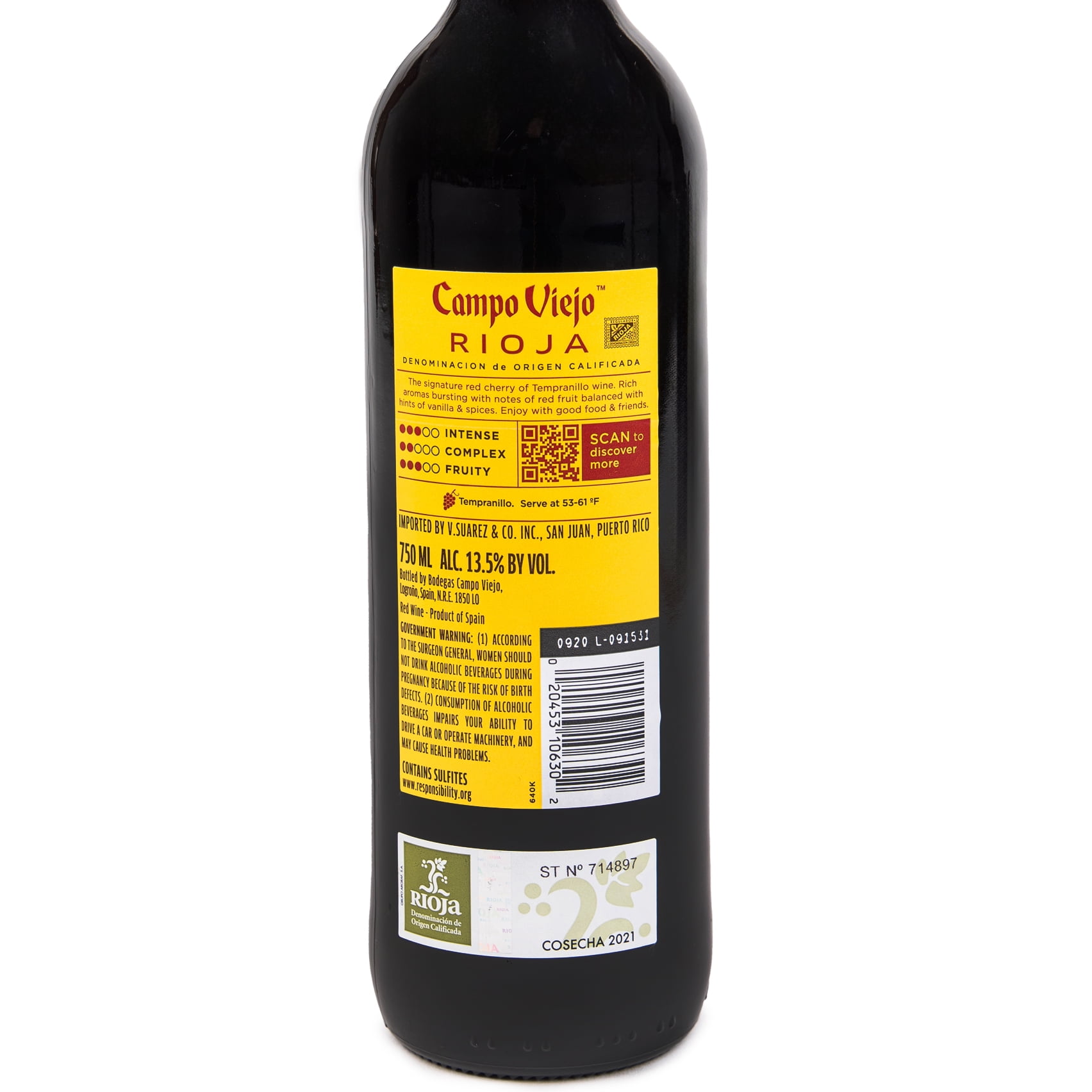 Campo Viejo Tempranillo Red Wine Rioja Spain 750 ml Glass Bottle 13.5% ABV with Rich Flavor Notes