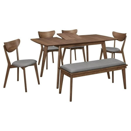 Pemberly Row 6-piece Wood Dining Room Set Natural Walnut and Gray