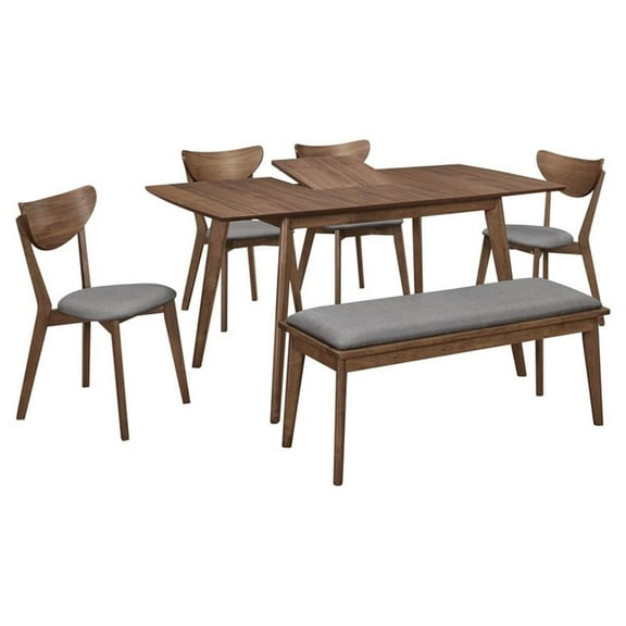 Maklaine 6-piece Wood Dining Room Set Natural Walnut and Gray