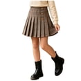 thumbnail image 2 of Girl Plaid Pleated Skirt Built In Lined Short High Waist Button A Line Skort, 2 of 9