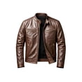 thumbnail image 2 of Men'S Distressed Brown Leather Jacket with Multiple Pockets for Winter Fashion S, 2 of 6