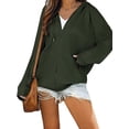 thumbnail image 3 of Veste à Capuche Décontractée à Manches Longues pour Femmes Zip Outwear Couleur Unie avec Poches Sweat Automne, 3 of 9
