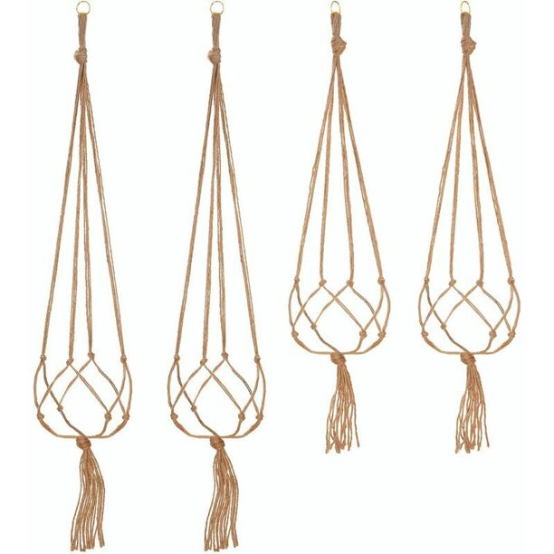 Juego de 4 cuerdas para colgar plantas de macramé, soporte para macetas, colgador para plantas, decoración de jardín interior y exterior con 2 piezas de 105 cm y 2 piezas de 90 cm, 4 pies esquí esquí Gafas de esquí