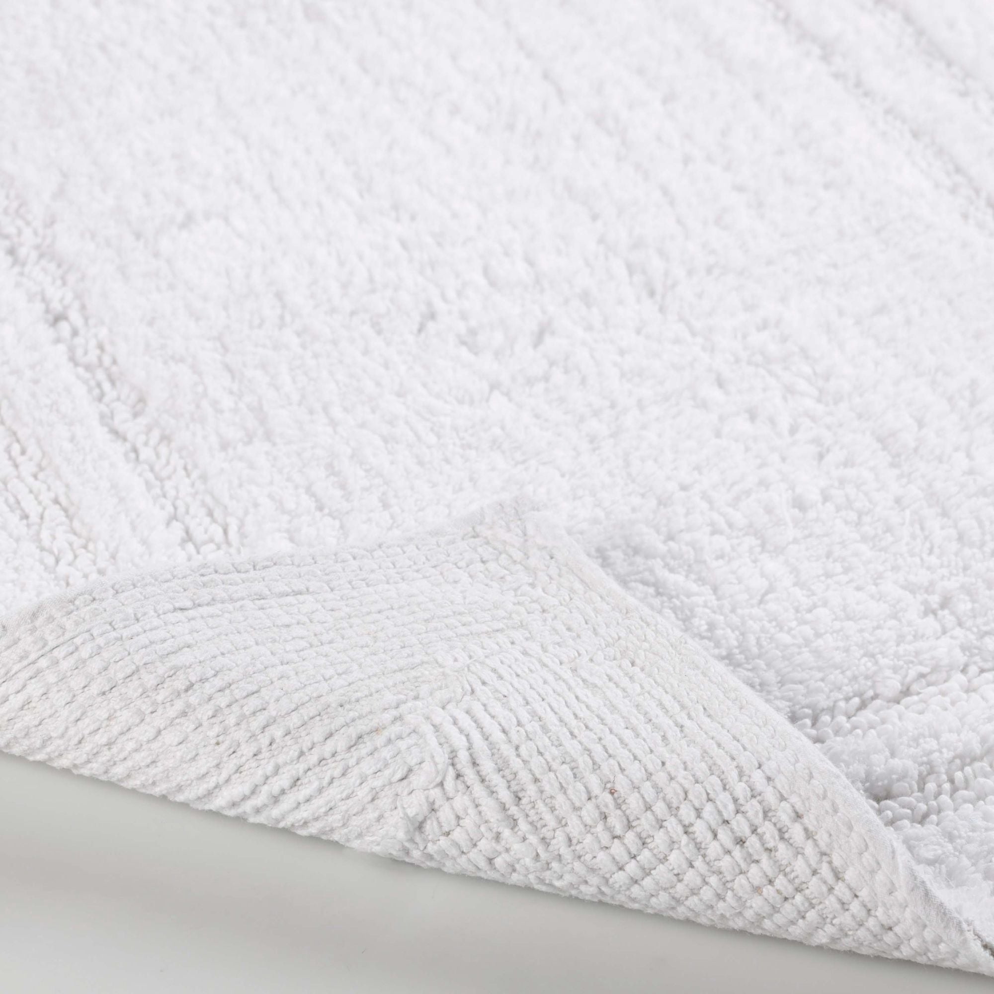 Superior Solid Bordered Cotton Washable Non-Slip Bath Rug, Runner Size, White