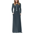 thumbnail image 2 of LLYwey Business Dresses for Women 2024 Casual Long Sleeve Plus Size Loose Plain Pockets Long Maxi Dress New Casual Dresses Dark Gray S, 2 of 6