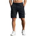 thumbnail image 1 of Elastic Waist Cargo Shorts for Men Solid Color with Pockets Button Bandage Casual and Fashionable Shorts, 1 of 9