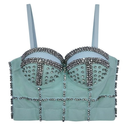 

JDEFEG Bra Set Bodysuits for Plus Size Women Deep V Bow with Diamond Encrusted Shape and Shape Hot Girl Nightclub Top Body Suit Underwear Women Push Up Bras for Women Polyester Green Xl