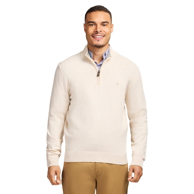 Suéter IZOD Premium Essentials para hombre con cierre de un cuarto