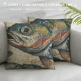 thumbnail image 3 of Qinduosi  Gone Fishing Pillow Cover Inch Retro Lakeside Decor Cushion Cover Oblong Pillowcase for Sofa Couch Linen  White, 3 of 5