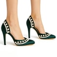thumbnail image 4 of XYD Women Elegant Pearls D'Orsay Pumps Pointed Closed Toe Stiletto High Heels Slip-on Dress Evening Shoes Size 7 Green, 4 of 4