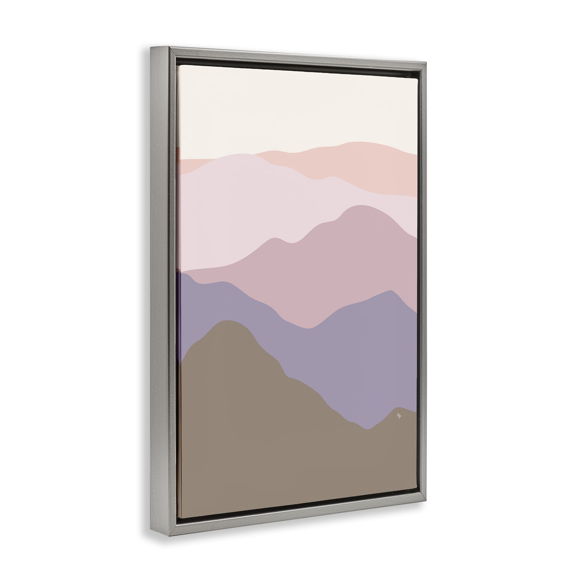 Stupell Industries Subtle Pastel Hills Landscape Painting Gray Floater Framed Canvas Art Print Wall Art, 21 x 31