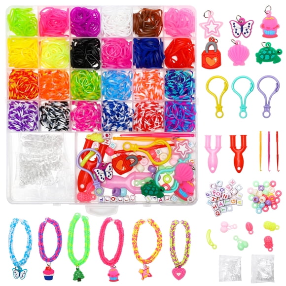 Kit de pulseras de goma elástica XKDOUS, más de 1400 bandas de goma, 24 colores