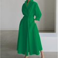 thumbnail image 4 of Women's Polo Collar Long Sleeve Maxi Dress - Ankle-Length, Elastic, Button Detail, Polyester, 4 of 10