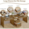 thumbnail image 5 of DreamCurship 78 inch Two Person Desk with 5 Drawers, Computer Desk with Storage for 2 People, Home Office Workstation Desk, Modern Writing Table, Brown, 5 of 7