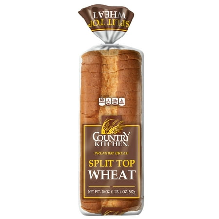 Country Kitchen Premium Split Top Wheat Bread, Sliced Wheat Bread, 20 oz, Shelf-Stable