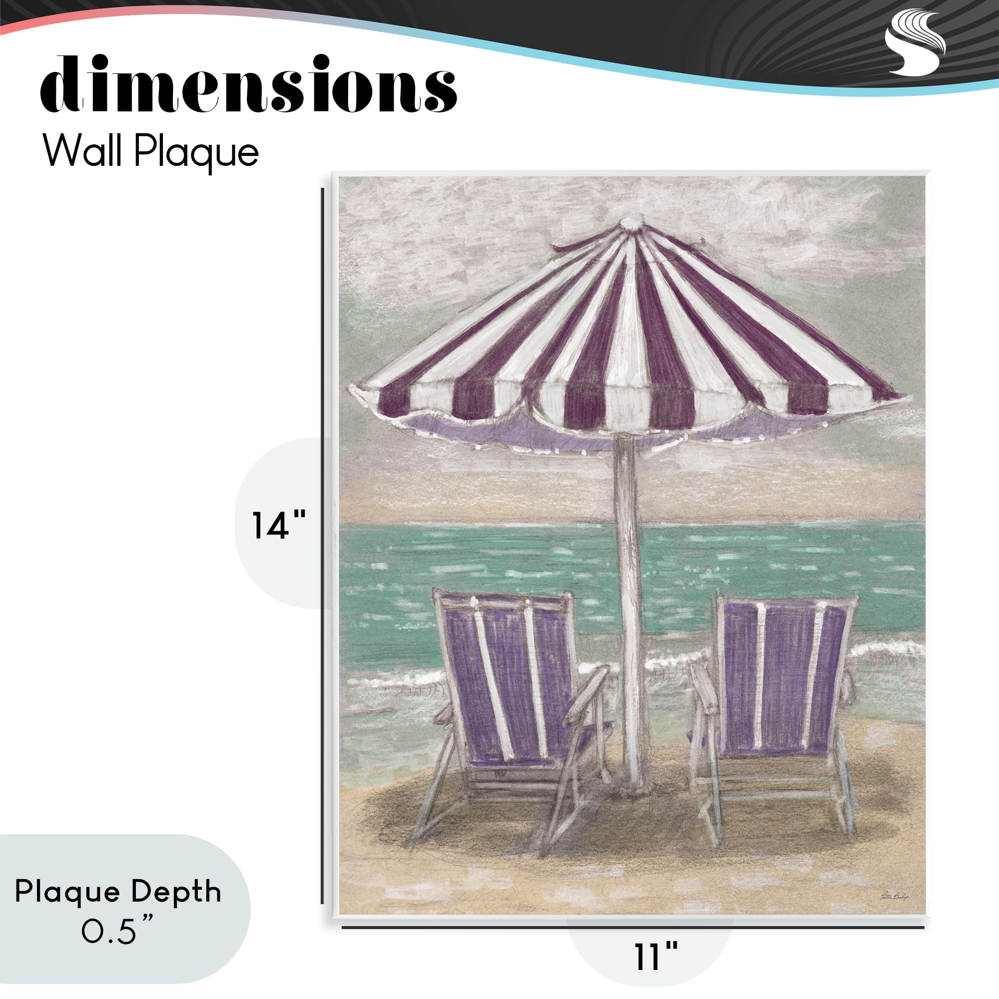 Stupell Industries Umbrella & Chairs on Beach Wall Plaque Art, design by Patti Bishop