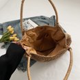 thumbnail image 3 of husxh Women Vintage Shoulder Bag Large Capacity Retro Straw Handbag Hasp Closure Simple Weaving Handbag Ladies Summer Daily Bag, 3 of 9