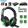 thumbnail image 3 of Seneo EG10 Gaming Headset, Surround Sound Headset with Microphone, Noise Cancelling,LED,Soft Earmuffs Headphone Fancy Switchable Led for PS4,PS5, PC, Xbox One,Switch Green, 3 of 7