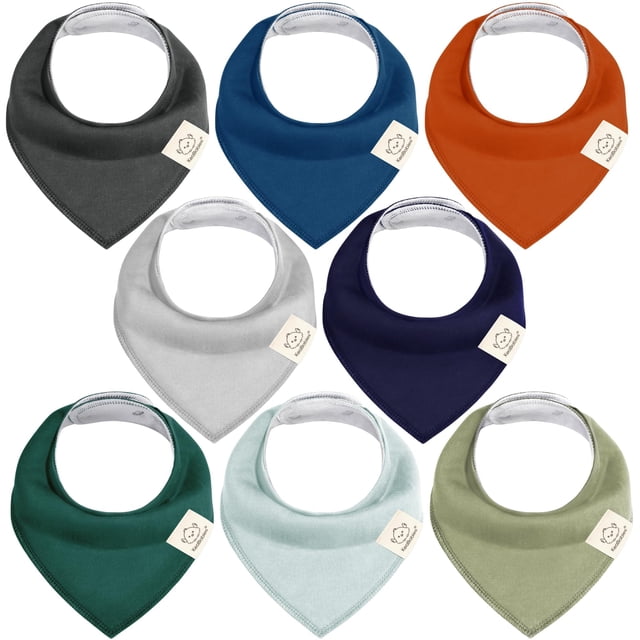 Baberos tipo bandana KeaBabies para bebés, paquete de 8 unidades, algodón orgánico suave