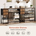 thumbnail image 6 of BGTREND 5-Tier Shoe Rack with Wooden Top and 2 Fabric Drawers, 16-21Pairs Shoe Storage Organizer with Boots Storage, Wide Shoe Stand for Entryway Hallway Closet(37.4''L, Rustic Brown), 6 of 7