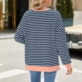 thumbnail image 2 of kamemir Crew Neck Sweatshirts Women Womens Oversized Sweatshirt 2024 Casual Crewneck Long Sleeve Colorblock Striped Pullover Tunic Tops Outfits(Navy,XXL), 2 of 6