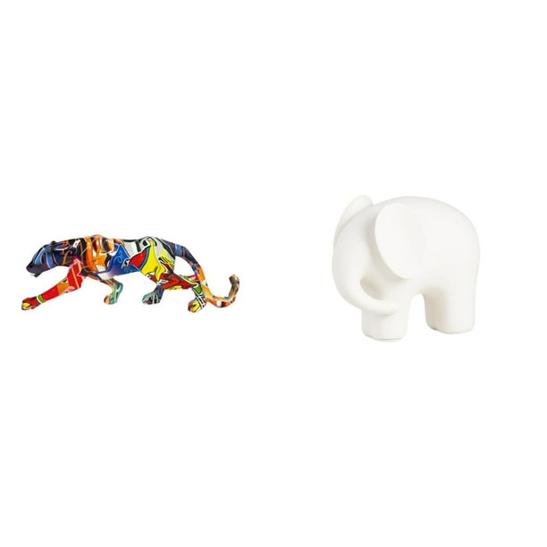 Estatua De Elefante, Escultura De Animal, Figura Decorativa De Cerámica, Adorno Para Estantería, Interior, Hogar, Colección De Figuras Con Almohadillas Antideslizantes Para Mesa, Navidad