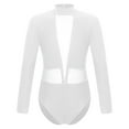 thumbnail image 3 of Eandarui Kids Girls Figure Ice Skating Bodysuit Long Sleeve Mesh Jumpsuit Rhinestones Mock Neck White 12, 3 of 7