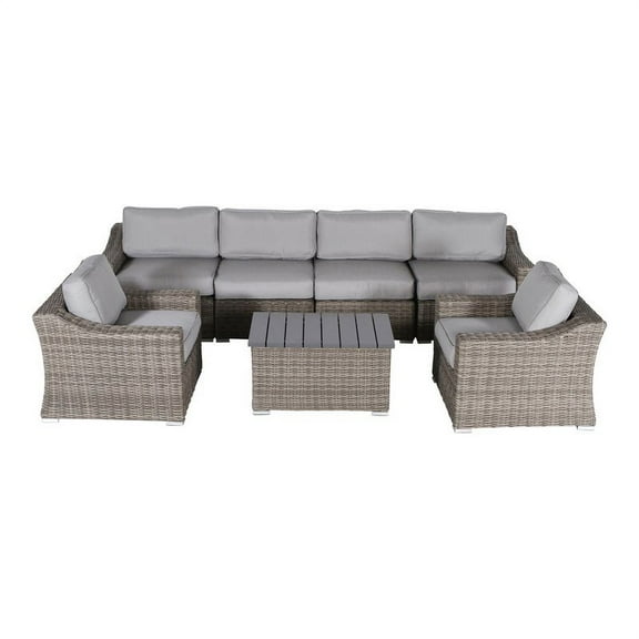 Living Source International 7-piece Wicker Sectional Set with Cushions in Gray