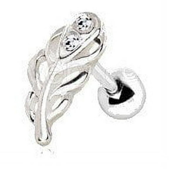 316L Stainless Steel Jeweled Leaf Cartilage Earring