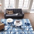 thumbnail image 3 of Area Rugs Indoor Non-Slip Rectangle Rug 2x3 Ft Blue Tulip Blue Flower Silhouette Plaid Rug Rubber Backing Floor Mats Non Shedding Home Decor Carpet for Entryway Living Room, 3 of 8