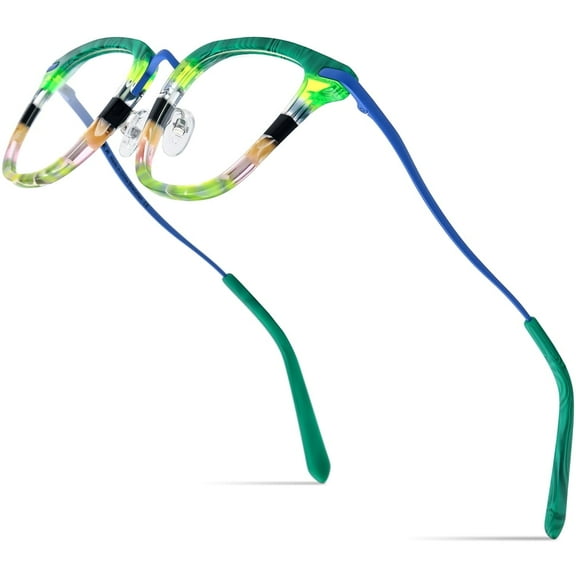 FONEX Acetate Titanium Glasses Frame Women Square Eyeglasses Vintage Optical Eyewear ( 85793 Blue )