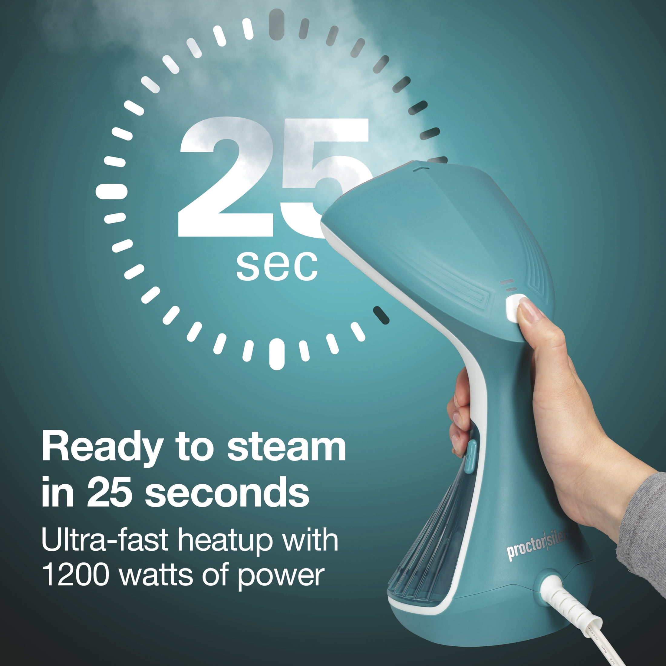 Proctor Silex Dual Mode Handheld Garment Steamer for Clothes, Removable 300 ml Water Reservoir, Turquoise