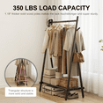 thumbnail image 6 of Muwuele Wood Clothing Rack for Hanging Clothes, Freestanding Garment Rack with Shelves, Heavy Duty 350 lbs, Portable Closet Organizer (Black), 6 of 10
