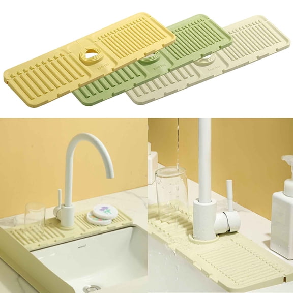 Faucet Pad Sink Guard - Water Splash Protection, Reusable Drying Mat, Kitchen and Bathroom Countertop Protector, Easy Clean Non-Slip Cushion