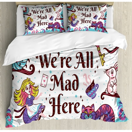 Alice In Wonderland Duvet Cover Set King Size We Are All Mad Here