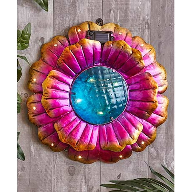 Solar Glass and Metal Wall Hanging Flower