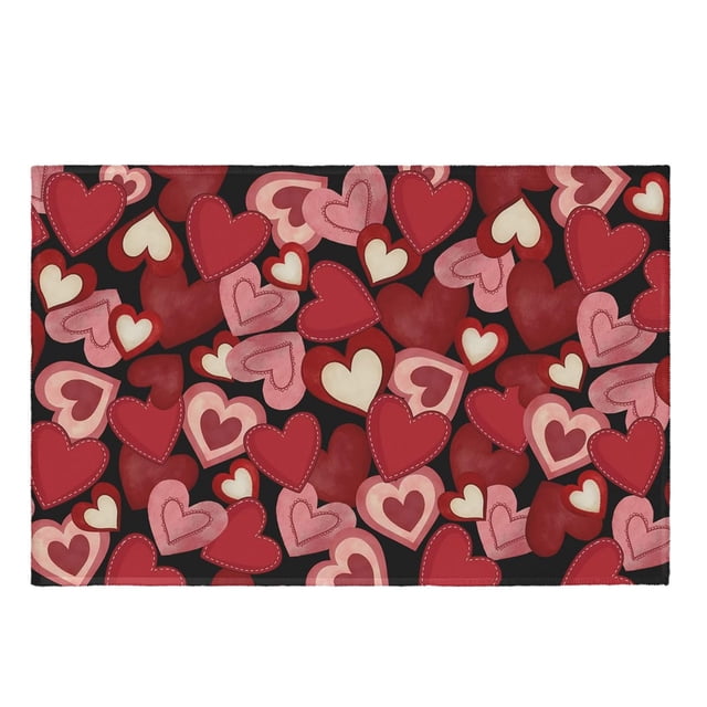 TIELUTT Tapis de la Saint-Valentin Cœur Rouge Saint-Valentin Petits Tapis d'Entrée Non Couverture Intérieure Extérieure pour Sofa Couvertures pour Femmes Petits Tapis pour Salle de Classe Couverture en Lin Jeté Duveteux Doux Blanc