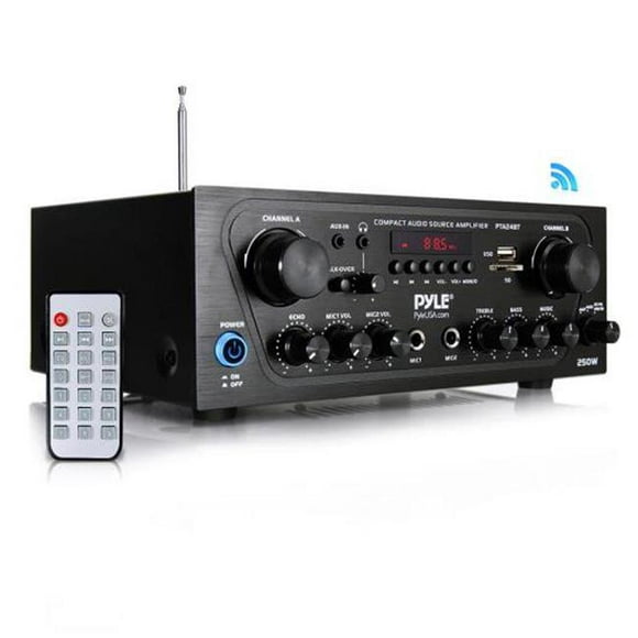 Pyle PTA24BT 250 watt 2 Channel Compact Bluetooth Home Audio Amplifier
