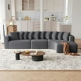thumbnail image 3 of 131.1-Inch Chenille Sectional Sofa Set With 10 Pillows, Modern L-Shaped Curved Living Room Sofa, Right Chaise Cloud-Style Fabric Corner Couch, 3 of 9