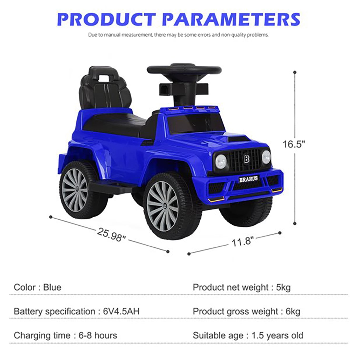 CIPACHO Licensed Mercedes Kids Ride On Push Car, Foot-to-Floor Walking Sliding Toy Car for Toddler with Working Horn, Music, Storage, Blue